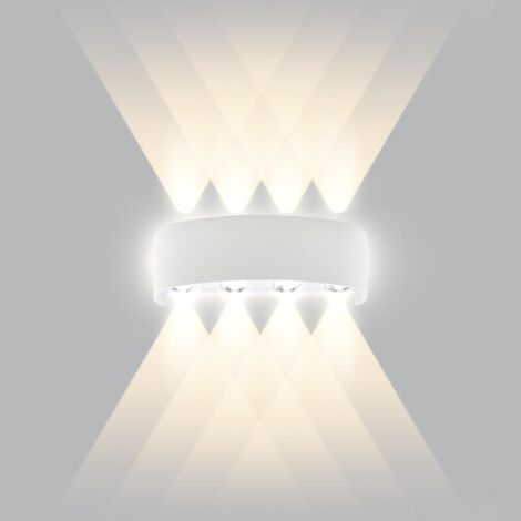 Applique da parete a LED bianca, per interni ed esterni, luce bianca calda.