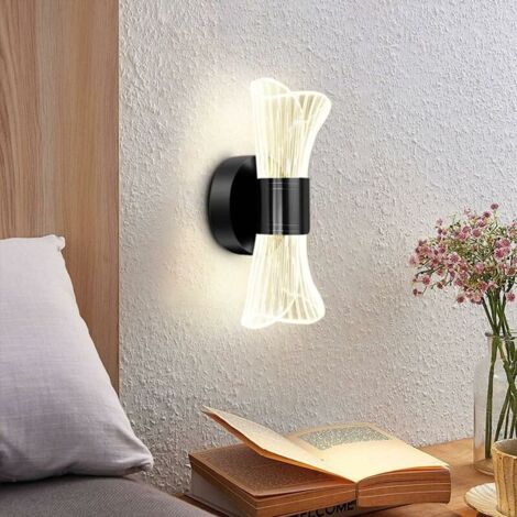 Applique da parete a LED dimmerabile per interni, 10W, design moderno e creativo, in acrilico, ideale per soggiorno, corridoio, camera da letto e scale, colore nero [Classe energetica E]