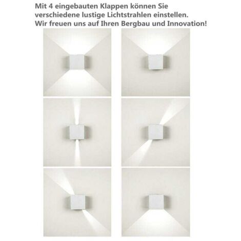 Applique da parete a LED impermeabile IP65 Lampada da parete per esterni regolabile Up Down Design IP65 12W Bianco freddo 2 pezzi