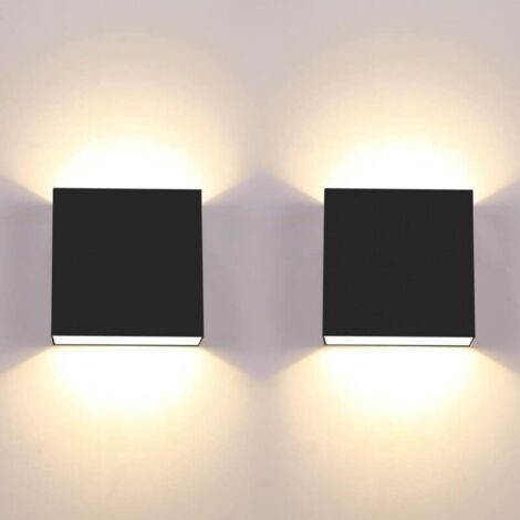 Applique da parete a LED in due pezzi, moderna applique da interno da 6W, applique quadrata nera da 3000K per camera da letto/soggiorno