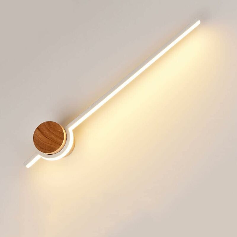 Image of Applique da parete a LED per interni lunga 42 cm 9 W bianco caldo 3000 K Applique da parete in alluminio e legno Lampada da notte minimalista Lampada