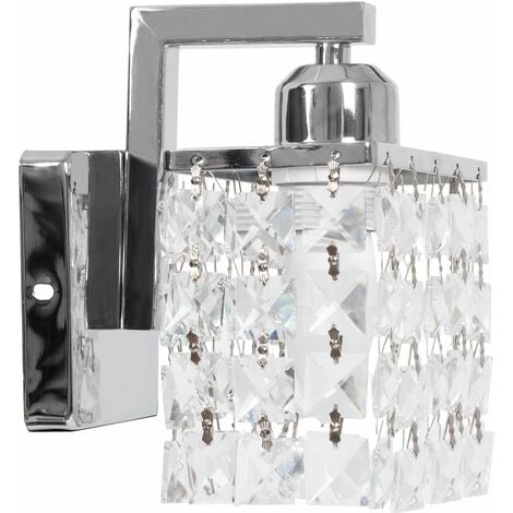 APPLIQUE da PARETE APP543-1W METALLO CRISTALLO CROMO 1-PUNTI LUCE E27 8X15X18,5CM