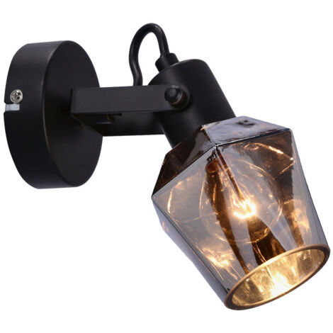 Applique da parete Candellux Randi nero vetro fumé E14 15W