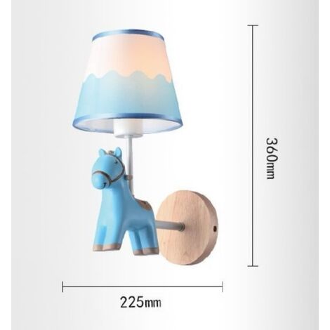Applique da parete cavallo luce led E27 lampada notturna muro rosa celeste per camera bambini  Celeste