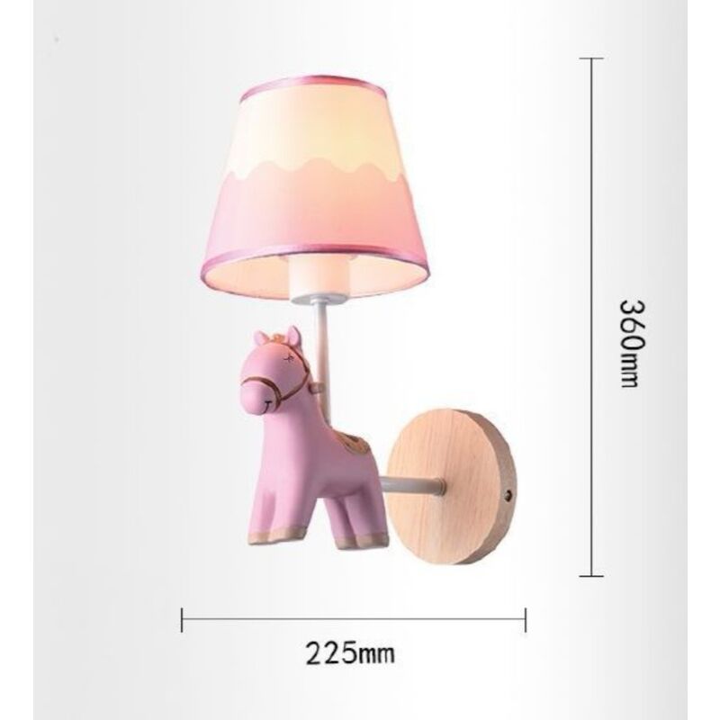 Image of Applique da parete cavallo luce led E27 lampada notturna muro rosa celeste per camera bambini Rosa