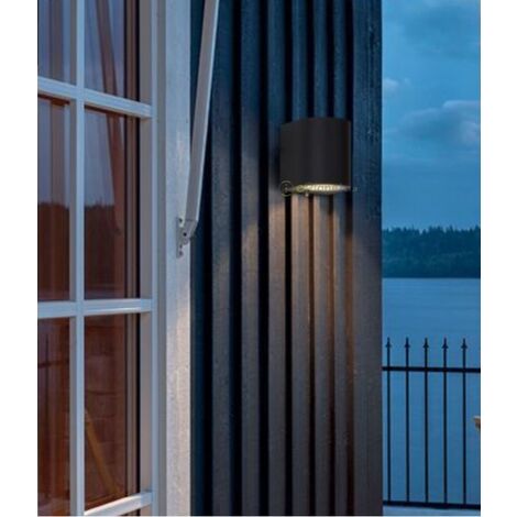 Applique da parete cilindro attacco GU10 design moderno per esterno giardino impermeabile IP65 bianco grigio nero Nero