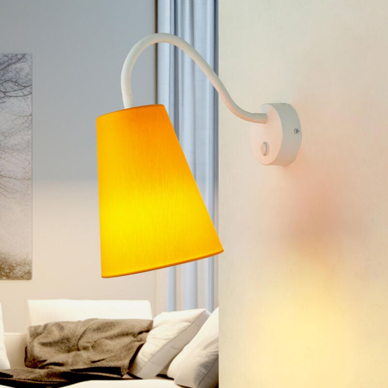 Image of Applique da parete con interruttore regolabile E27 Lampada per la camera dei bambini Lampada da lettura - Bianco, arancione