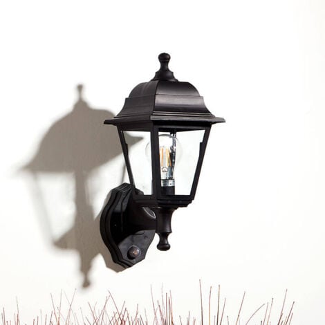 LEDKIA Applique da Parete con Sensore di Movimento Mini Villa Nero