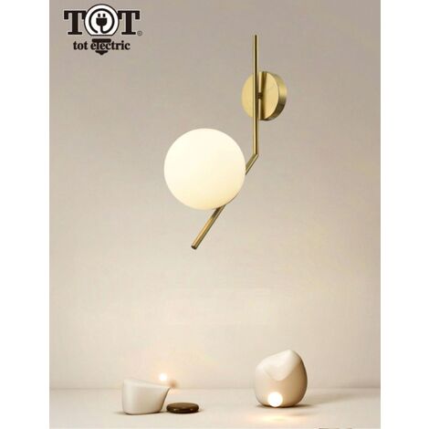 Applique da parete con sfera in vetro E27 metallo oro lampada design moderno minimal