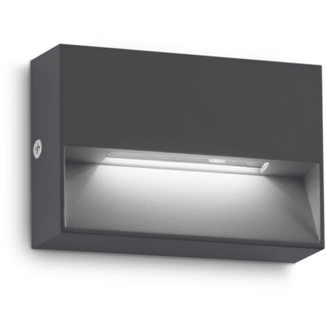 Applique Da Parete Contemporanea Dedra Alluminio Grigio Led 1,5W 3000K Ip65