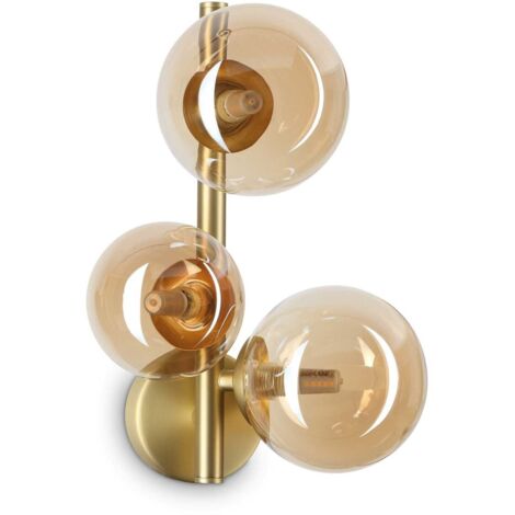 Applique Da Parete Contemporanea Perlage Metallo Ottone 3 Luci G9 15W 3000K