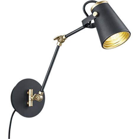 Applique da parete Edward nero ottone Trio E14 25cm
