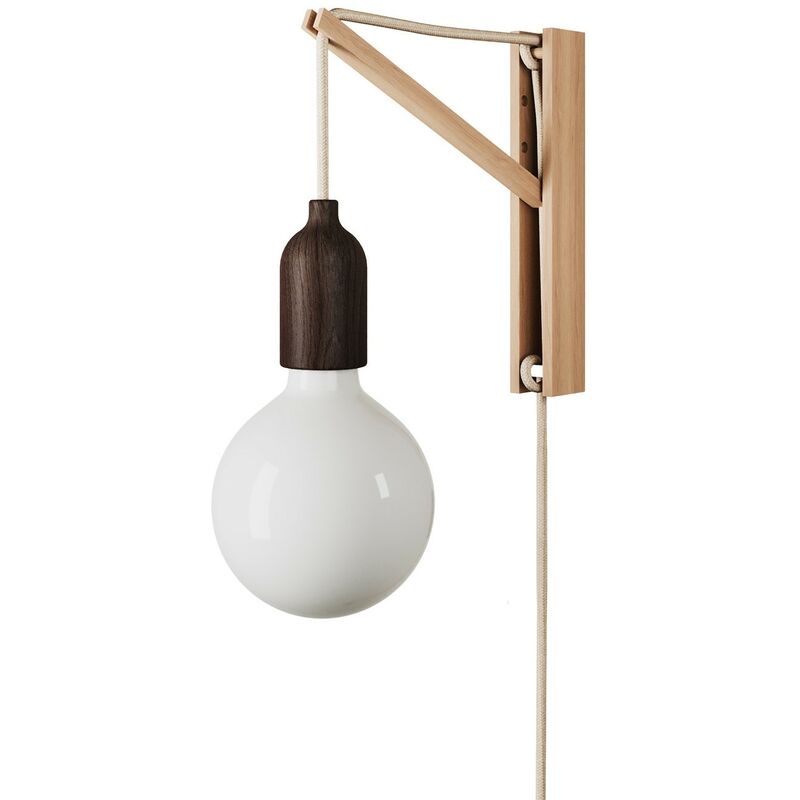 Image of Creative Cables - Applique da parete in legno con spina a due poli Senza lampadina - Effetto Wengé - Senza lampadina