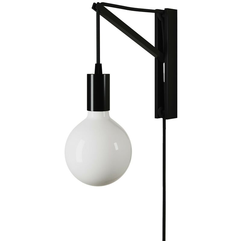 Image of Creative Cables - Applique da parete in metallo con spina a due poli Senza lampadina - Nero - Senza lampadina