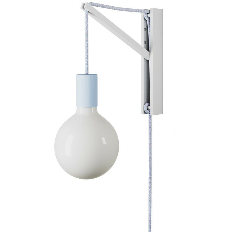 Image of Creative Cables - Applique da parete in metallo con spina a due poli Senza lampadina - Blu carta da zucchero - Senza lampadina