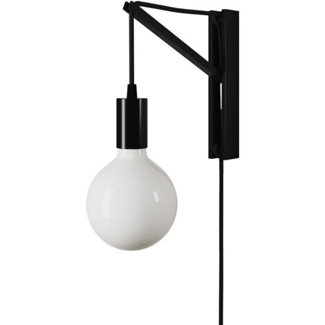 Applique da parete in metallo con spina a due poli  Senza lampadina - Nero