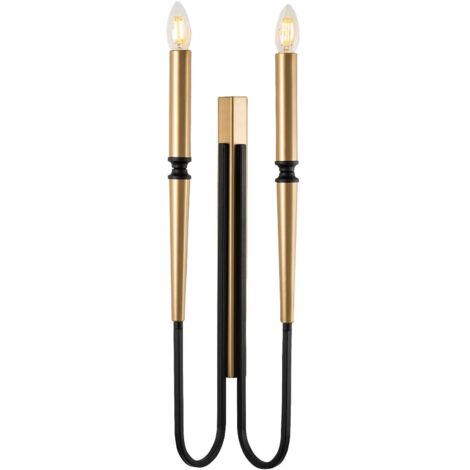 Applique da parete in metallo stile candeliere - Dorato e nero - L. 18 x H. 58 cm - OVYLA