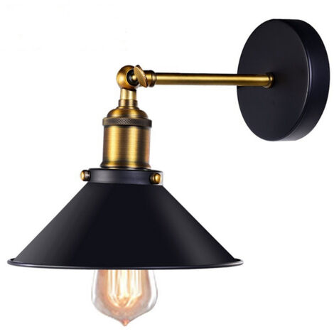 Applique da Parete Industriale Metallo Ferro Lampada da Parete E27 Vintage Regolabile - 22cm Nero