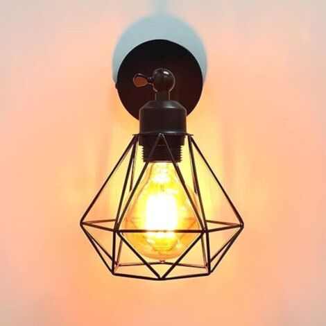 Applique da parete industriale vintage per interni, lampada da soffitto in metallo, lampada da parete industriale retrò, illuminazione a parete regolabile a 180°
