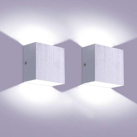 Applique da Parete Interna 2x LED Lampada da Parete Moderna Alluminio 6W con Verso l'Alto e il Basso per Salotto, Camera da Letto (Argento)