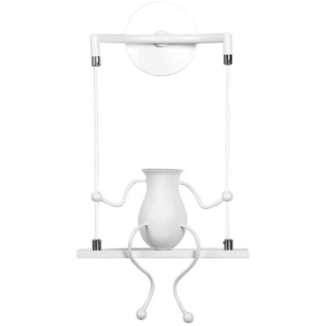 Applique da Parete Interno E27 Moderna Lampada da Parete Oscillante HuManoide Applique Industrial in Metallo per Camera da Letto Soggiorno Camera - Bianco