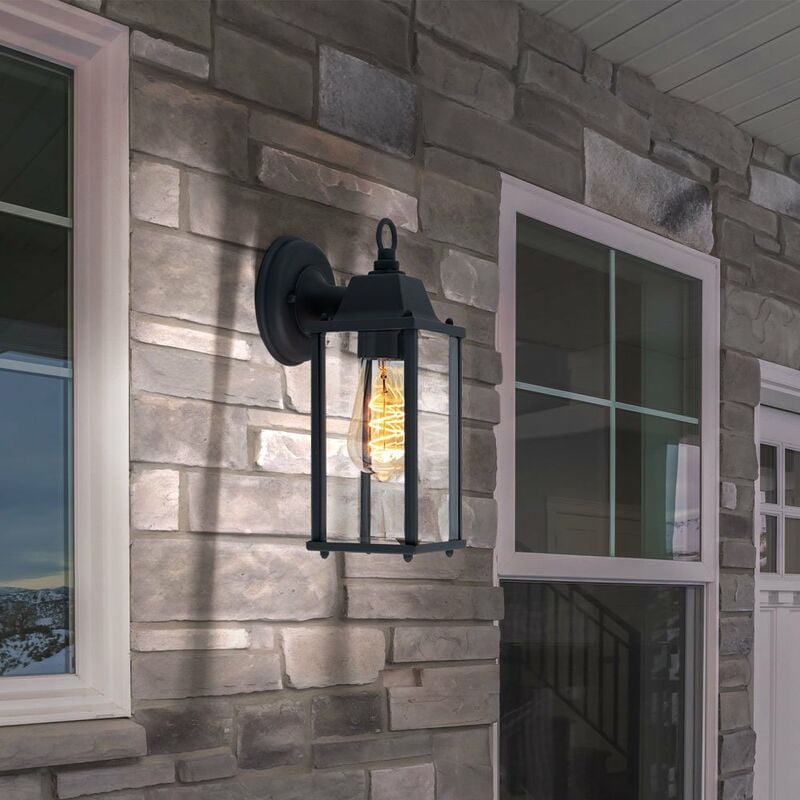 Image of Applique da parete lanterna da esterno lanterna da parete lampada da cortile alluminio vetro facciata luce lampada da esterno, antracite, 1x E27, LxA