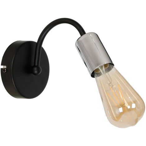 Applique da parete loft 1 luce nera/cromo Dow E27 15W Luminex