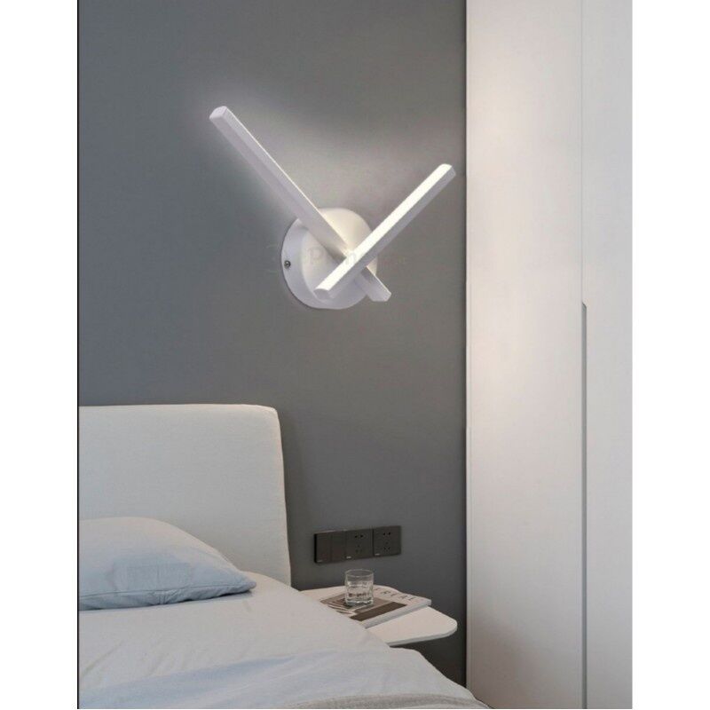 Image of Applique da parete luce led 6w incrociato bianco lampada design moderno decorativo 2 bracci lineare per camera bagno soggiorno Naturale 4000k