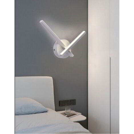 Applique da parete luce led 6w incrociato bianco lampada design moderno decorativo 2 bracci lineare per camera bagno soggiorno  Naturale 4000k