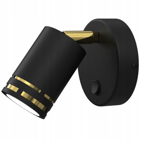 Applique da parete mobile in oro nero con riflettore a LED GU10 lucidato