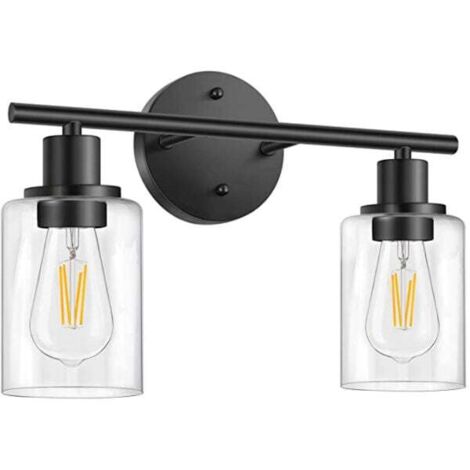 Applique da parete moderna, nero opaco, senza lampadina, doppia testa