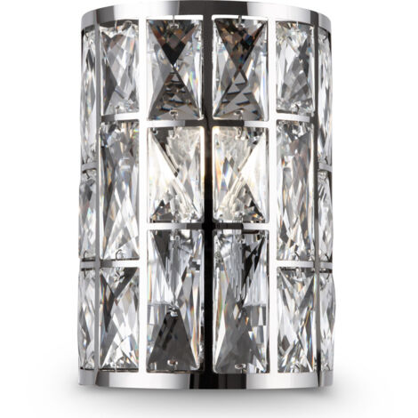 Applique Da Parete Moderno Gelid Metallo Cromo Cristallo 1 Luce E27 60W