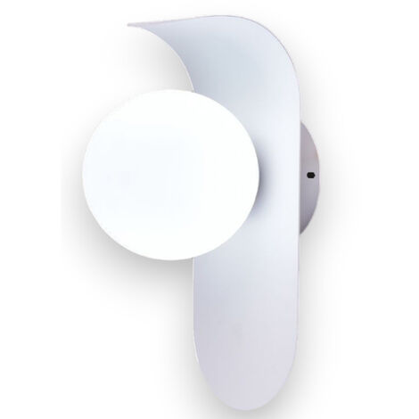 Applique da parete moderno lampada da muro decorativa in metallo bianco con sfera in vetro per camera da letto soggiorno G9