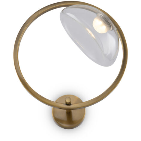 Applique Da Parete Moderno Lunare Metallo Ottone Vetro Led 5W