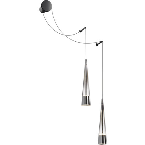 Applique Da Parete Moderno Sintesi Metallo Cromo Vetro 2 Luci Led 24W