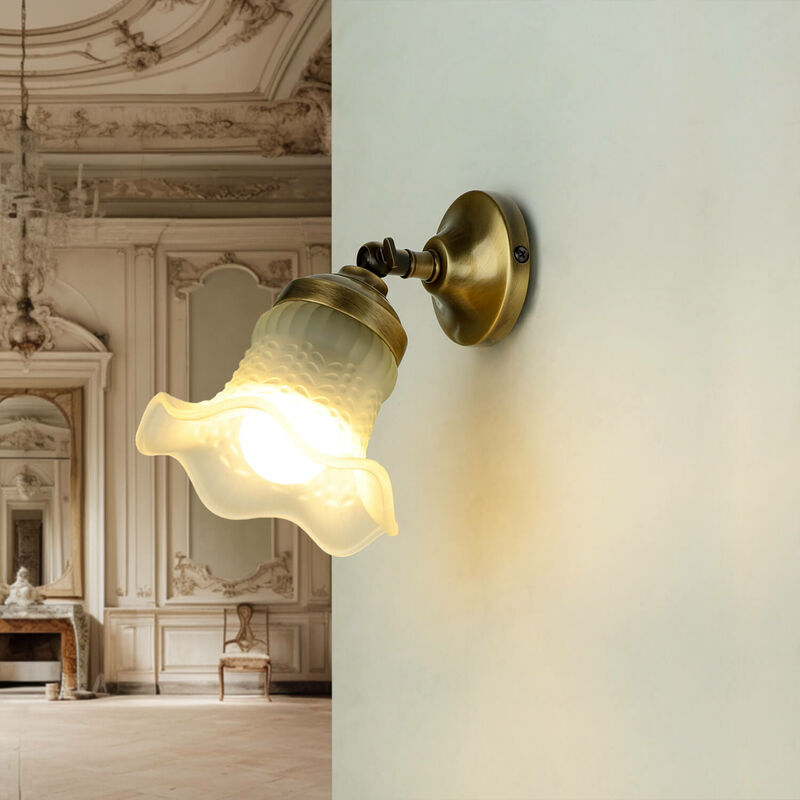 Image of Licht-erlebnisse - Applique da parete orientabile in vetro ottone in bronzo E14 applique da parete - Bronzo lucido lucido
