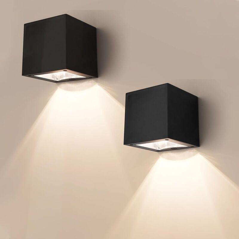 Applique da parete per esterni a 2 pezzi, IP65 impermeabile, colore regolabile, lampada da parete per esterni alimentata a energia solare per
