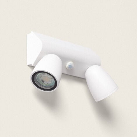 LEDKIA Applique da Parete per Esterni Alluminio con Sensore di Movimento Abel Large Due Faretti Bianco