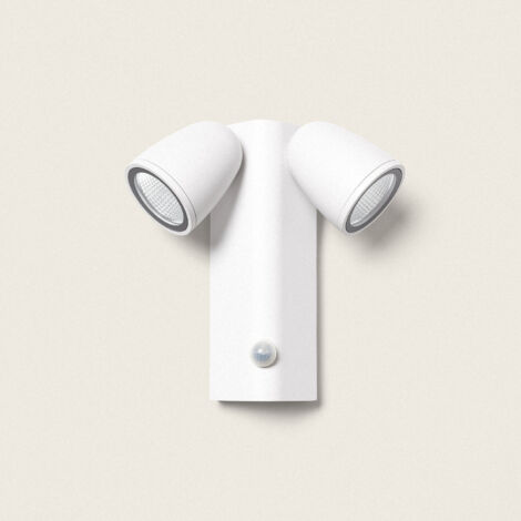Applique da Parete per Esterni LED 12W Alluminio con Sensore di Movimento PIR Abel Due Faretti Bianco