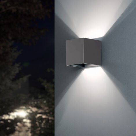 EFECTOLED Applique da Parete per Esterno LED 6W Doppia Luce New Eros 4000K Bianco Naturale Gris Claro