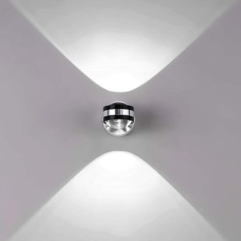 Applique da parete per interni a LED con design up and down, piccola lampada da parete decorativa a LED, faretto in alluminio da 6 W, lampada da parete per camera da letto, scale, vialetto (bianco fre