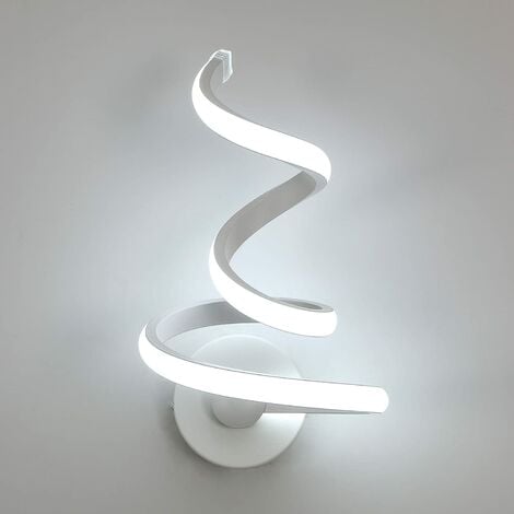 GOECO Applique da parete per interni, applique da parete a LED moderna minimalista da 24W, lampada da parete a LED a spirale, applique da parete a LED in alluminio bianco