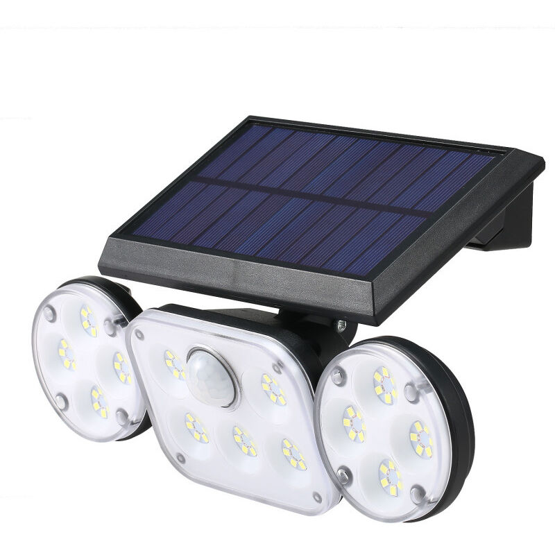 Applique da parete Sloar a tre teste, tre modalità di illuminazione, IP65, 70 LED/78 LED/70 COB