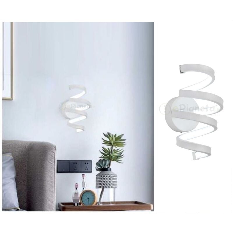 Image of Applique da parete spirale led 14W design moderno bianco lampada muro camera luce naturale fredda Calda