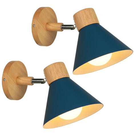 WOTTES Applique da Parete Vintage Industriale Lampada da Parete Ruotabile Lampada a Muro Art Deco 2 Pezzi Blu Scuro