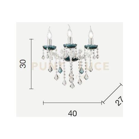 APPLIQUE DAMASCO 3 LUCI AMBRA E ORO ATTACCO E14