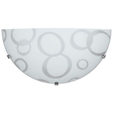 APPLIQUE DARIA 1XE27 GANCI CROMO VETRO LASTRA BIANCO DECORATO CERCHI Ø30-H.15-P.10 CM