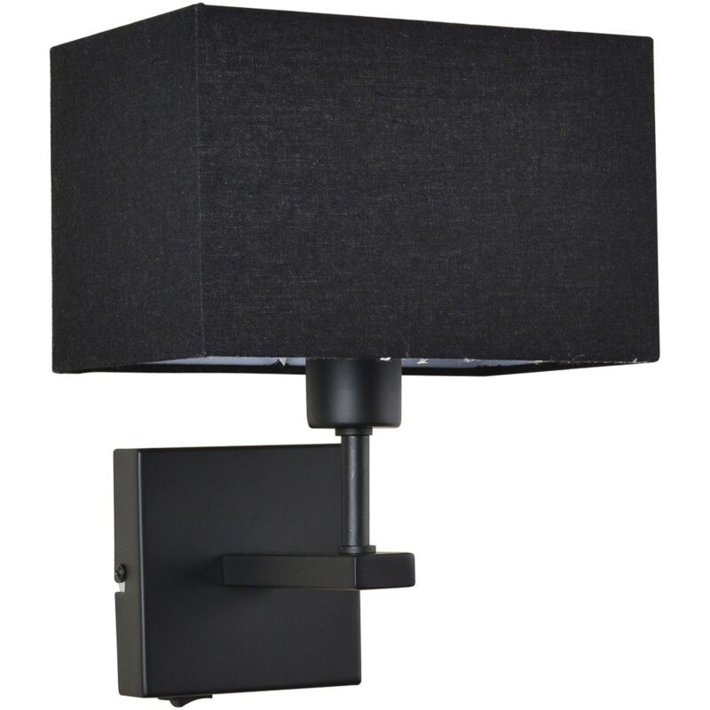 Norte - Lampe de chevet moderne noir mat 1 lumière avec abat-jour rectangulaire noir, E27 - Italux Norte - Lampe de chevet moderne noir mat 1 lumière avec abat-jour rectangulaire noir, E27 - Italux