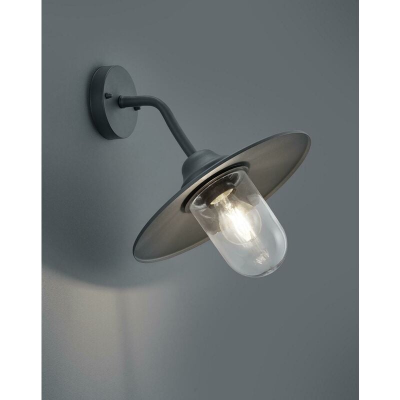 Applique d'extÉrieur brenta en fonte d'aluminium peinte en anthracite avec diffuseur en verre transparent ip44 h.35cm 201760142