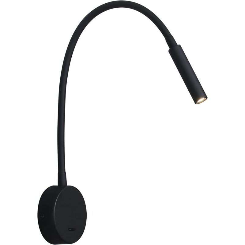 Linghhang - Applique de Lecture Noir, Lampe Col de Cygne Flexible led 3W 3000K Fixation Liseuse Murale 240V avec interrupteur pour Chambres Salon